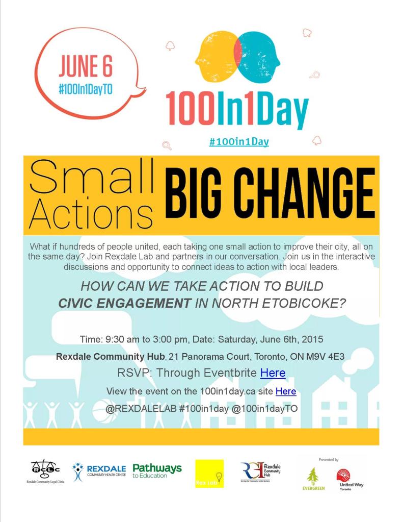 RexdaleLab 100in1Day Sat June 6 civic engagement INVITE image